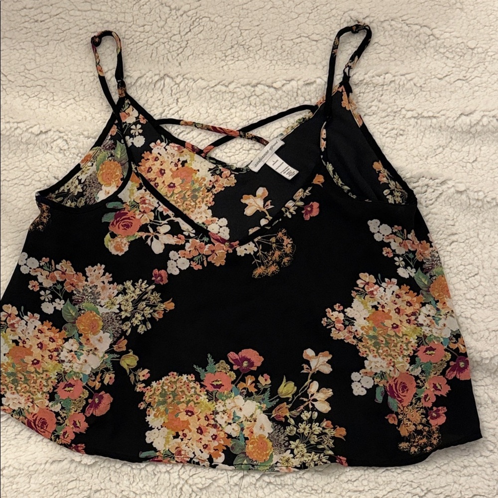 Floral Print Camisole in Black and Multicolor